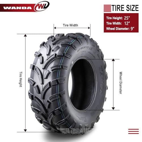 Image of WANDA UTV ATV Tire 25x12-9 25x12x9 305 /65-9 /6PR Lit Mud P373-10429