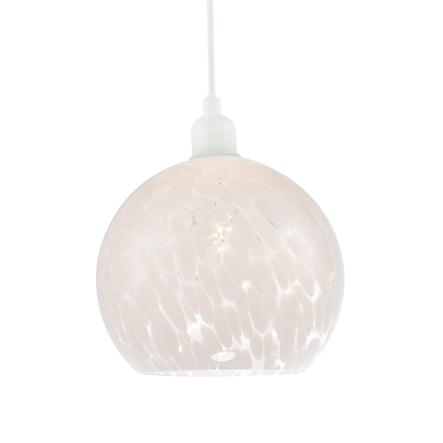 Happy Homewares White Modern Opal And Clear Snowflake 20Cm Glass Ball Pendant Ceiling Lamp Shade | 11W Maximum | 14Cm X 20Cm By
