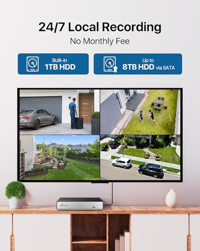 Image of Loocam Security Camera System with DVR H.265+ 8CH, 1TB Hard Drive | 2MP 1920TVL Wired CCTV Cameras 8pcs, AI Human Vehicle Detection, 24 /7 Recording, Smart Playback, Remote Access, Email Alert
