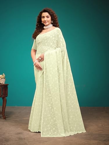 Image of Garden Vareli Viscose Brasso Floral Print Saree