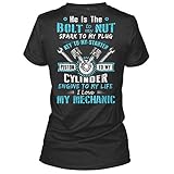 Mechanic Tshirt He is The Bolt to My Nut I Love My Mechanic Mechanic Tshirt for Women Black