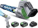 Comchoi Electric Leaf Blower Cordless - 990,000 RPM High Speed with 2 Batteries & Charger, 5-Speed Adjustable, Lightweight Garden Air Blower for Lawn, Patio, Car, Snow Dust Removal, Green