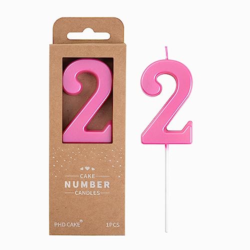 PHD Modern Pink 2.76 Inch 2 Number Birthday Candles for Party Celebration