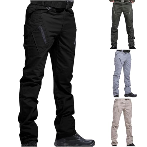 Generisch Taktische Hose Herren Baumwolle Cargohose Militär Tactical Hose Sommer Cargo Jeans Outdoor Arbeitshosen Männer Leichte Wanderhose Atmungsaktiv Große Größen Outdoorhose Schwarz L