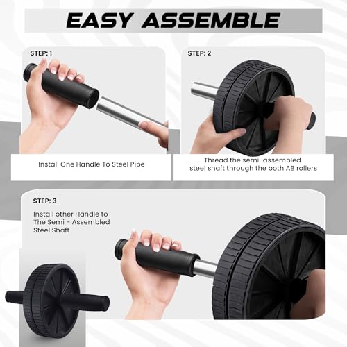 Image of Jaspo AB Drive Abs Roller Wheel with Stainless Steel Rod for Men & Women - Core Strength Training Abdominal Workout Equipment for Home Gym