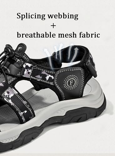 Mens Sandals Leather Hiking Slides Sport Slippers Fisherman Beach Shoes Closed Toe4