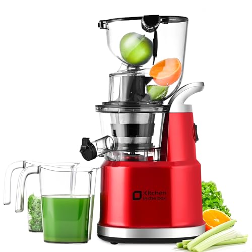 Image of Cold Press Juicer Machines, Kitchen in the Box Slow Masticating Juicers Machine,3.26inch Large Wide Feed Chute Fit Whole Fruits & Vegetables,BPA Free,Easy to Clean (Red)