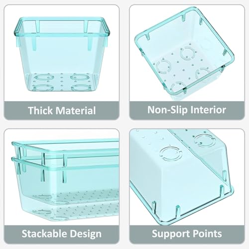 Image of HOMIFLY 20 Piece Unbreakable Drawers Organisers /Multipurpose Drawer Organizer Tray /Storage Box for Dressing Table /Makeup Organiser Tray /Storage Bins For Bathroom /Kitchen (Seablue)