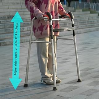 NORTTA Foldable Stair Climbing Walker for Seniors, Adjustable 4-Leg Height Safety and Convenience Silver