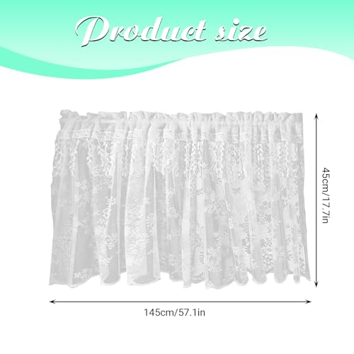 Cortinas semitransparentes blancas cortas de estilo boho floral para ventanas de salón 7