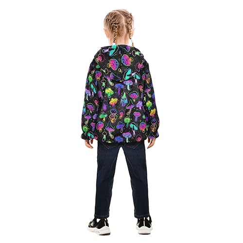 Bright Colorful Mushroom Boys Fleece Hoody Jacket Zip Up Coat Warm Fall Winter Plush Jacket Long Sleeve Outerwear4