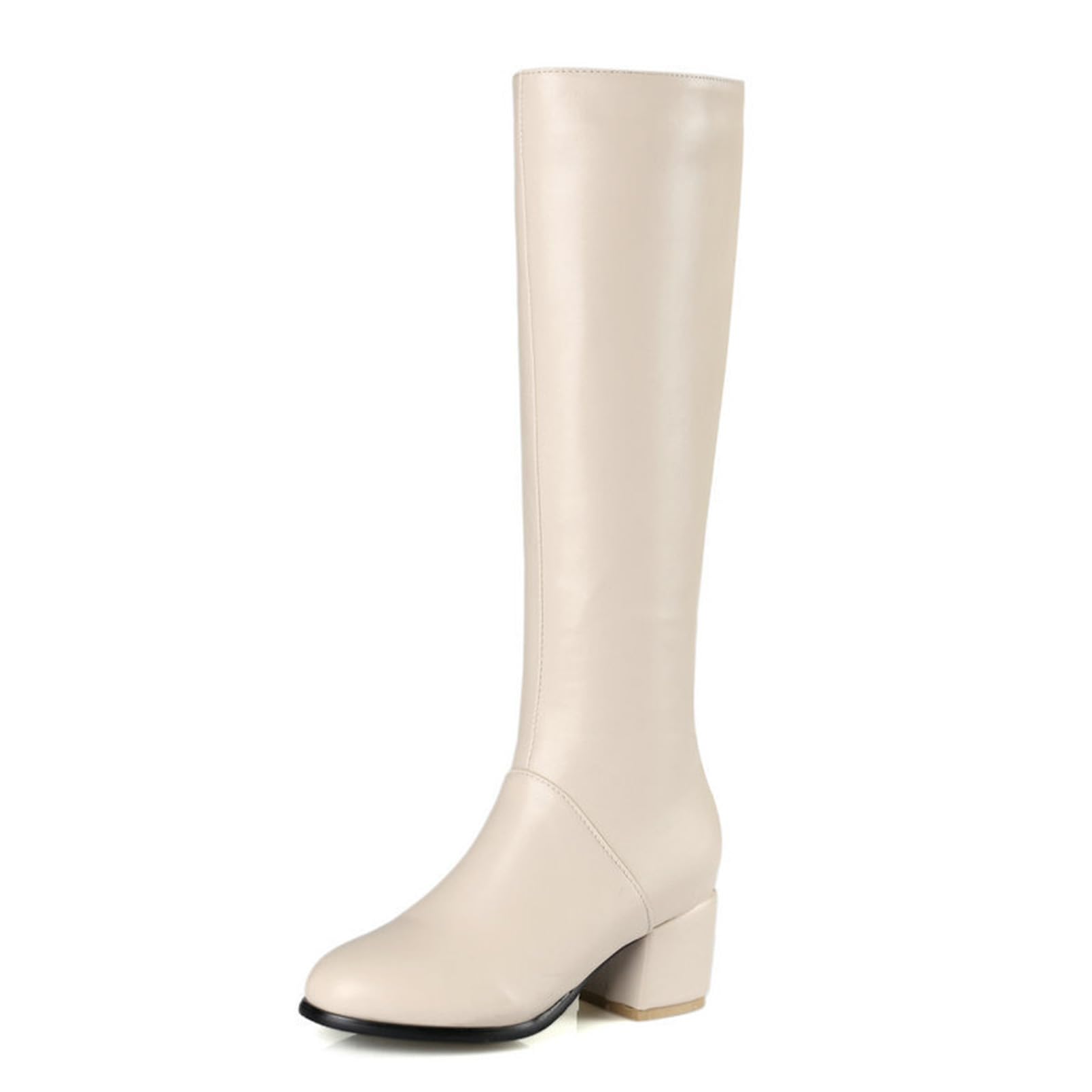 Mediados de la Pantorrilla otoño/Invierno cálido Botas Chunky tacón Rodilla Alta Montar Botas Altas Lado Cremallera Botas largas