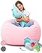Stuffed Animal Bean Bag Storage - Machine Washable Kids Bean Bag Chair - Extra Large Pink Bean Bag Chair Cover for Stuffing Toys, Pillows & Soft Items - Stuffed Animal Holder for Girls -Pink Corduroy