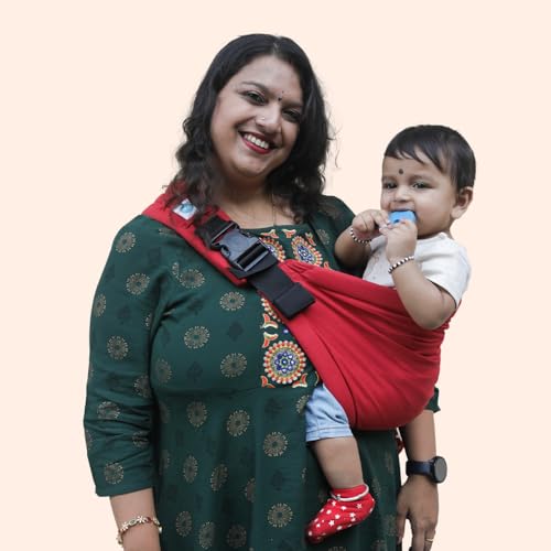 Image of Soulslings Imbu Buckle Hip Sling Baby Carrier -100% Cotton - Ruby | Baby Toddler Carrier | Baby Sling Carrier | Lightweight Sling Baby Carrier for Babies & Toddlers | Adjustable for 6 - 30 Months (Upto 20kg) |