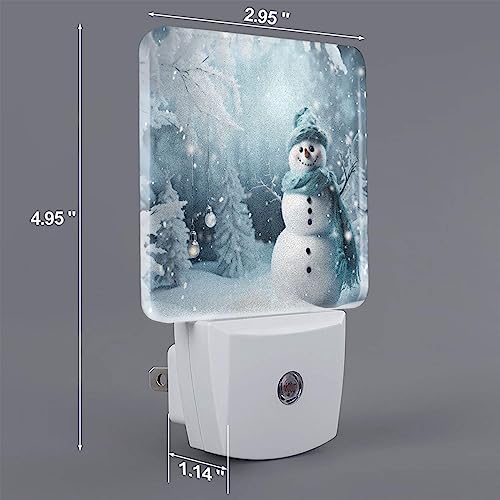 Image of Christmas Snowman LED Plug-in Night Lamp 2 Set, Tree Gifts Nightlights 2 Lamp for Bedroom Bathroom Adults