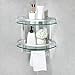 KES Aluminum Bathroom 2-Tier Glass Corner Shelf with Towel Bar Wall Mounted Extra Thick Tempered Glass Sand Sprayed Silver, A4123B