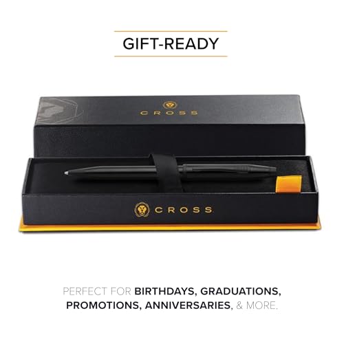 Image of Cross Century II Glossy Black Lacquer with Matte Black PVD Appointments Refillable Ballpoint Pen - Medium Point, Black Ink, Presented in a Luxury Gift Box