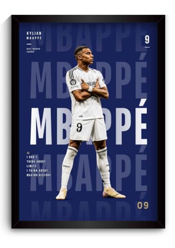 Image of Funk You Store Mbappe Poster Framed | Kylian Mbappe Lottin Wall Art Posters Framed | Real Madrid Edition Football Legend | Premium Sports Decor for Frace Football Fans | Motivational Wall Poster (F 255)