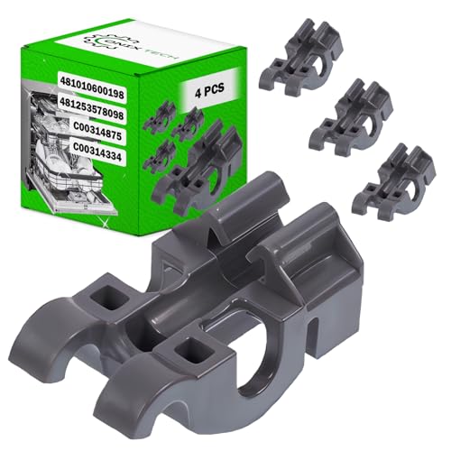 4 Stück Lager für Unteren Spülmaschinenkorb 481010600198 481253578098 C00314875 C00314334 Geeignet für Whirlpool für Ignis für Bauknecht - Garantie 5 Jahre - ONIX TECH