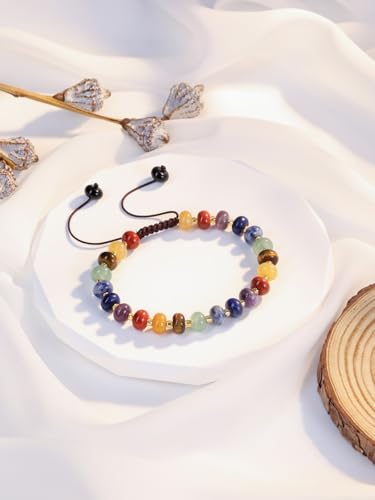 Jovivi 7 Chakra Gemstone Beaded Bracelets for Women Colorful Natural Healing Crystals Stone Bead Bracelet Adjustable Macrame Handmade Summer Jewelry Gifts2