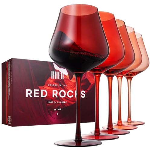 Khen Red Rocks Wine Glass Set, Gradient Red Wine Glasses,