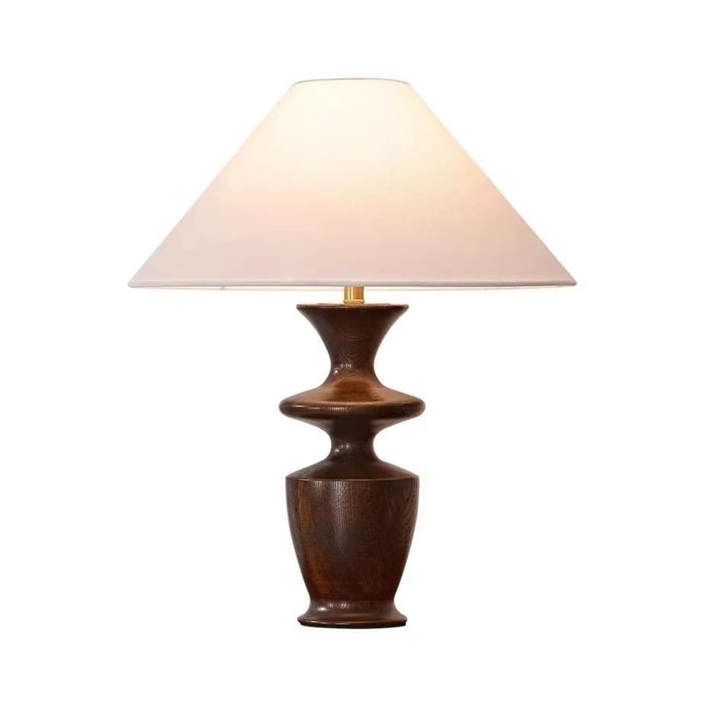 Z4T8M2K6G5 Bedside Lamp Table Lamp Solid Wood Bedside Decorative Fabric Small Coffee Living Room Study Desktop Ornament Walnut Color