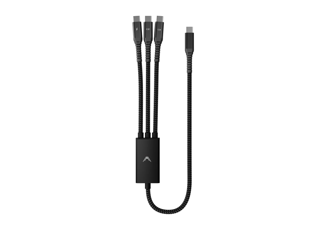 Futurizta Tech® Hydra 3‑in‑1 Triple USB‑C 100 W PD Cable múltiple de Carga rápida con Smart Triboost® - Carga portátil, teléfono y Tableta simultáneamente