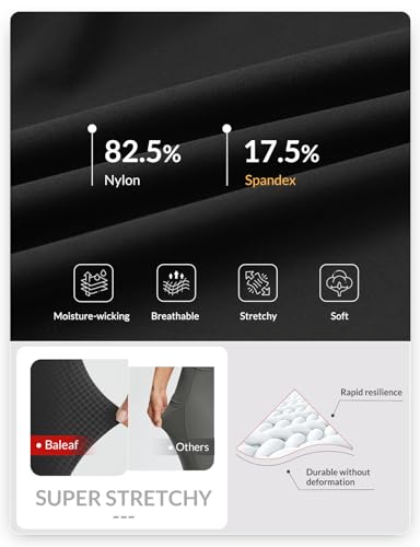 baleaf Women's 8" Biker Shorts Super High Waisted Tummy Control Yoga Workout Gym Short with Pockets4