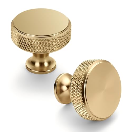 Asidrama 10 Pack Champagne Bronze Kitchen Cabinet Knobs Knurled Dresser Knobs Drawer Pulls Cabinet Hardware Aluminum Knob for Dresser Drawers