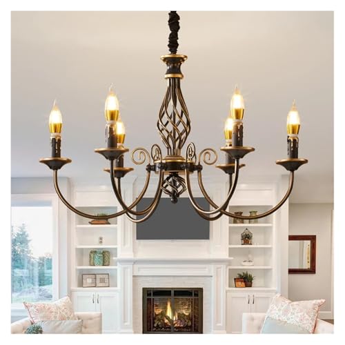Lustre rustique bougie pour une ambiance lumineuse de salon chaleureux