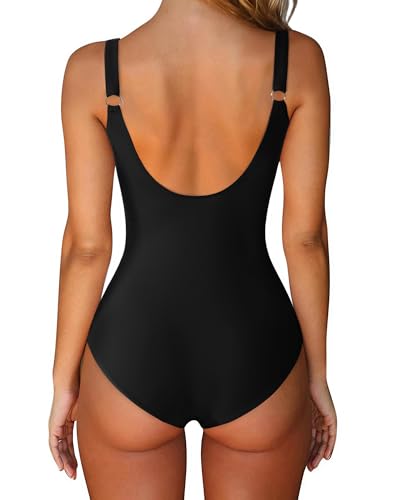 SUUKSESS Women Retro One Piece Swimsuit Sexy Tummy Control Bathing Suit3