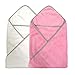 Polyte - 2 Capes de Bain bébé en Microfibres Premium - Capuche - hypoallergénique - Rose/Blanc - 91,4 x 91,4 cm