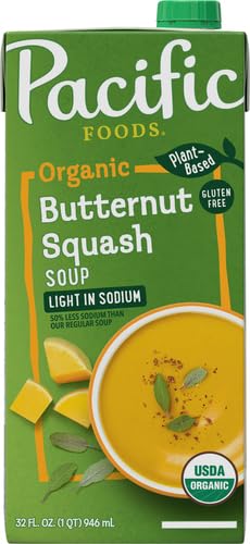Image of Pacific Foods Light in Sodium Organic Butternut Squash Soup, 32 oz Carton (Pack of 12)