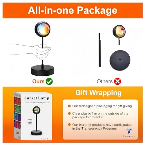 Sunset Lamp Projector Led Lights for Bedroom Night Light RGB Lights Sun Sunlight Sunrise Lamp 10w 360° Rotation Mood Lighting Home/Room Decor Christmas Gifts for Women,Desktop Multicolor
