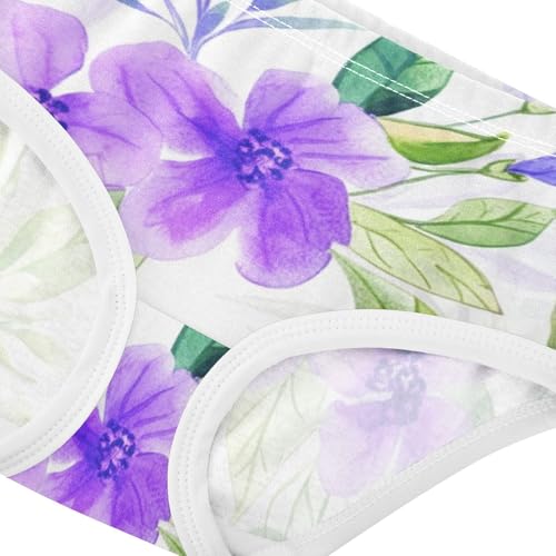 Girls Underwear Toddler 2t Cotton Panties Little Girl Fancy Briefs Undies Kids Watercolor Purple Flowers White4