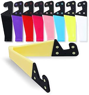 homEdge Cell Phone Stand, Set of 9 PCS Universal Foldable Pocket Size Plastic V Shaped Mobile Phone Desk Mount Holder, Foldable Vertical and Land Scale Mold Stand for Tablet and Smartphones  9 Color