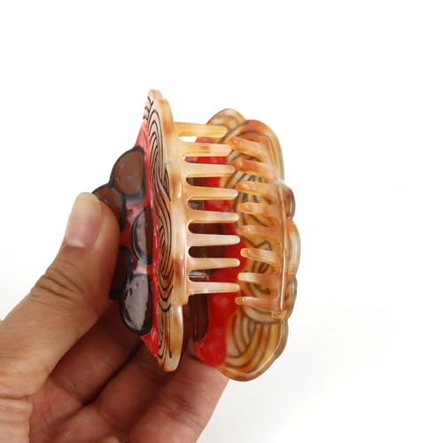 Novelty Pasta Design Acetate Hair Claw Clip, Personalized Cute Noodle Mother's Day Gift,Red and Brown 1PC
