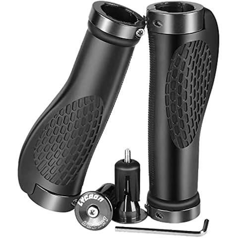 LYCAON Ergonomic Fahrradgriffe mit 2 Dehnbaren Aluminium Cover