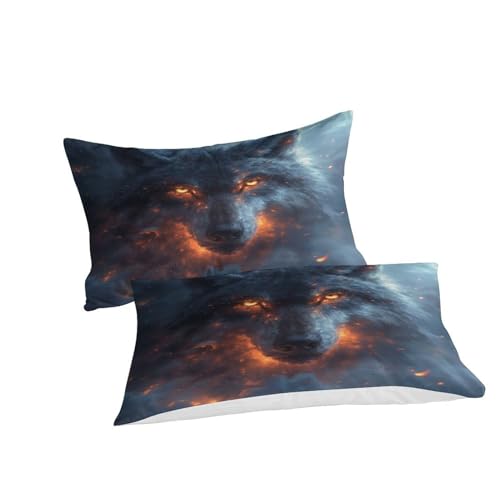 Parure de lit loup housse couette 200x200 microfibre zip - 4