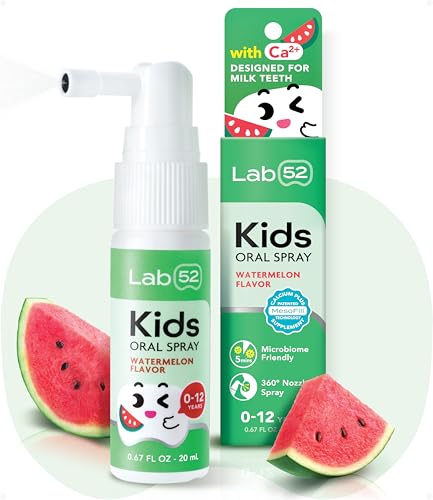 LAB52 Kids Oral Spray Toddler Toothpaste Helper for Daily Oral Care and Fresh Breath Children Approved with Fluoride Free for Newborn to Preschoolers Xylitol Watermelon Flavor