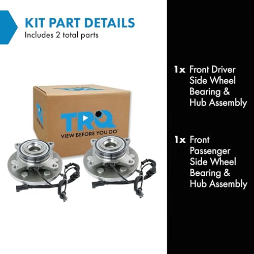 Image of TRQ Front Driver and Passenger Side Wheel Bearing and Hub Assembly Set 2 Piece Compatible with 2015-2017 Ford Expedition RWD 2015-2017 Lincoln Navigator RWD