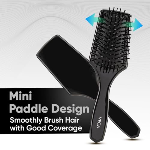 Vega Premium Collection Mini Paddle Hair Brush (India's No.1* Hair Brush Brand) for Men & Women, Black, (8586 M)