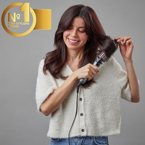 Remington Keratin Protect Heated Hot Hair Brush for Volume, Body, Bounce and Blow-Dry Style Curls (45mm Mixed Bristle Brush, Keratin & Almond Oil Infused Ceramic Barrel, 120°C-180°C) CB65A458 - Image 3