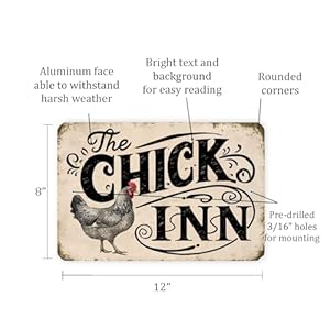 Vintage-Style "The Chick Inn" Sign - Rustic Farmhouse Decor with Detailed Chicken Illustration, 8" x 12" Vintage Style The Chick Inn Sign Rustic Farmhouse Decor with Detailed Chicken Illustration 8 x 12