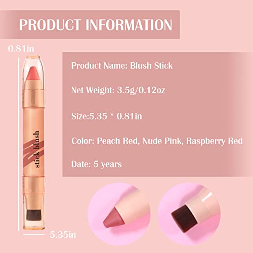 Prreal Blush Stick, Cream Blush Stick with Brush, 3 In 1 Multi Blush Stick for Cheeks & Lips & Eyeshadow, Waterproof Blush Face Stick Lightweight Natural Blush Makeup Stick for All Skin Tones(01) - Image 8