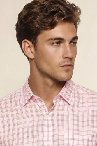 Image of Peter England Men's Classic Checkered Formal Slim Fit Full Sleeve Shirt | Wonder Fabric | Cotton-Rich
