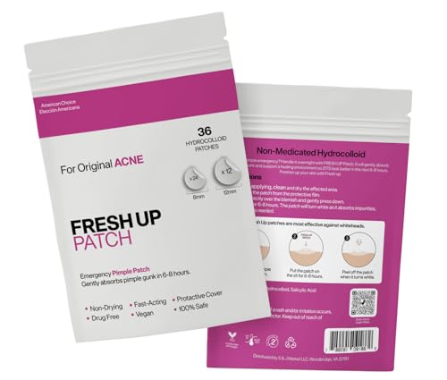Fresh up™ The Original Pimple Patches Hydrocolloid Salicylic Acid Infused with Tea Tree Oil For Covering Whitehead, Zits and Blemishes with Makeup sponge, 2 Sizes (8mm & 12mm), 216 Count