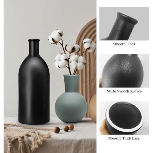 Pottery Vases Set of three Rustic Farmhouse Decor Show Bouquets,Pampas Grass & Contemporary/Dried Flowers in Any Area Multicolor Ceramic vases for Residing Room,Kitchen, Bed room,Rest room, entryway mantel - Image 6