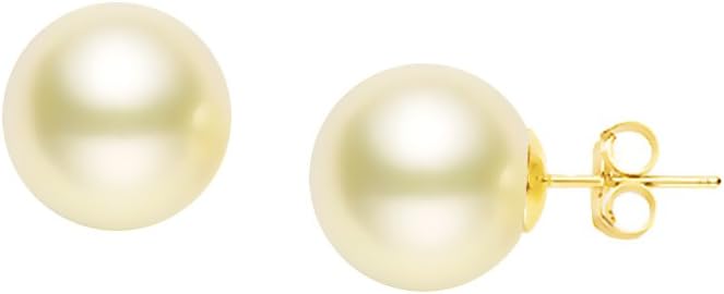 14k Yellow Gold AAAA Quality Cream South Sea Cultured Pearl Stud Earrings for Women - PremiumPearl