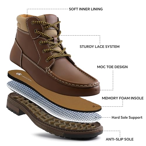 MIXIN Mens Boots Casual Chukka Faux Leather Hard Sole Dress shoes4